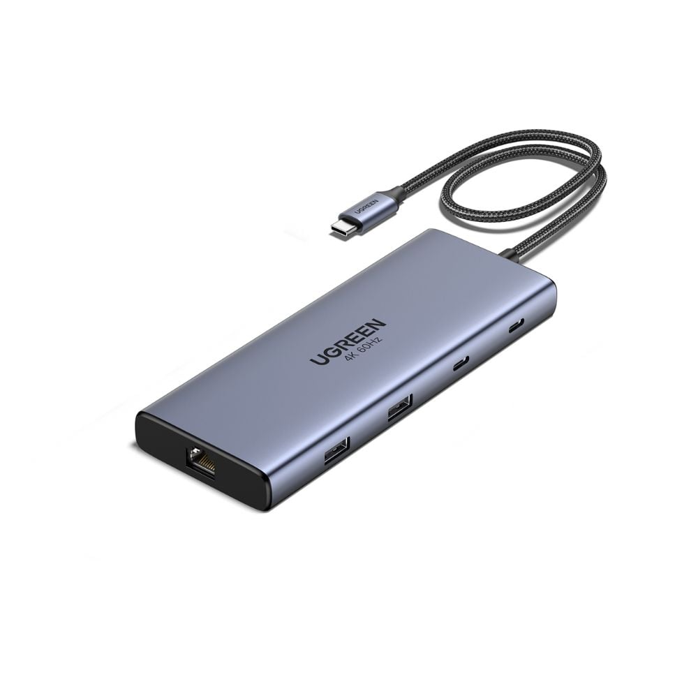 מולטיפורט UGREEN USB-C 10 ב-1 – כולל HDMI כפול, יציאות USB-A ו-USB-C, רשת, קורא כרטיסים וטעינה מהירה