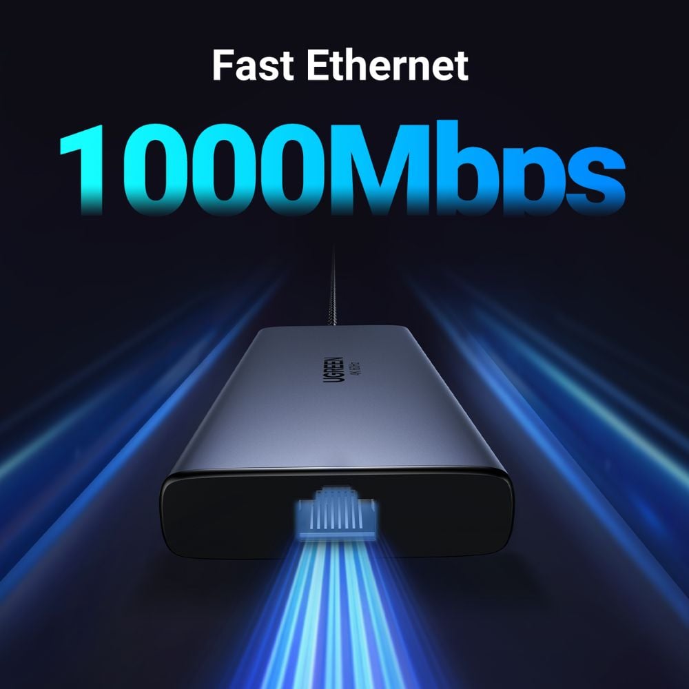 מולטיפורט UGREEN USB-C 10 ב-1 – כולל HDMI כפול, יציאות USB-A ו-USB-C, רשת, קורא כרטיסים וטעינה מהירה